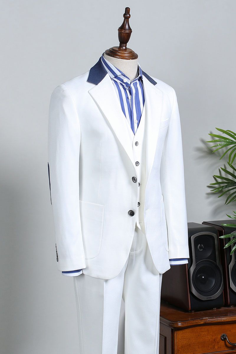 Formal White Three Pieces Slim Fit Tailored Men’s Suit