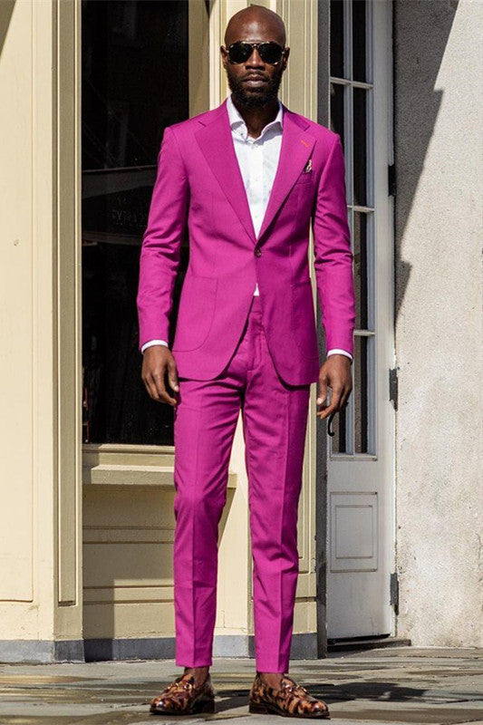 Fuchsia One Button Custom Slim Fit Prom Men’s Suits