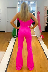Hot pink one shoulder bow bodycon homecoming dress