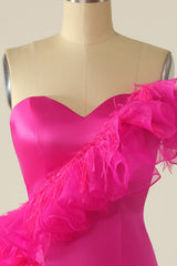 Fuchsia Sweetheart Short Homecoming Dress with Ruffles