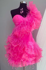 Fuchsia Sweetheart Short Homecoming Dress with Ruffles