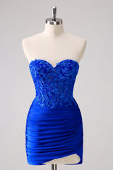 Fuchsia Sweetheart Tight Corset Homecoming Dress with Beading