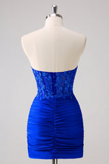 Fuchsia Sweetheart Tight Corset Homecoming Dress with Beading