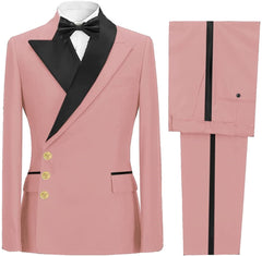 Glamorous Blush Peaked Lapel Prom Attire For Men