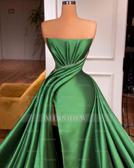 Glamorous Long A-line Strapless Split Front Sleeveless Prom Dress