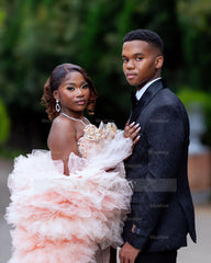Glamorous Long Pink Sweetheart Sleeveless Mermaid Prom Dress with Slit and Detachable Train