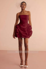 Glamorous Strapless Sleeveless Short Formal Dress With Pleated