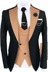 Glamorous Tan Shawl Lapel Three-Piece Prom Attire for Men
