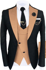 Glamorous Tan Shawl Lapel Three-Piece Prom Attire for Men