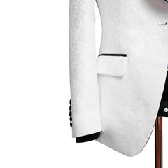 Glamorous White Jacquard Shawl Collar Two-Piece Groom's Suit