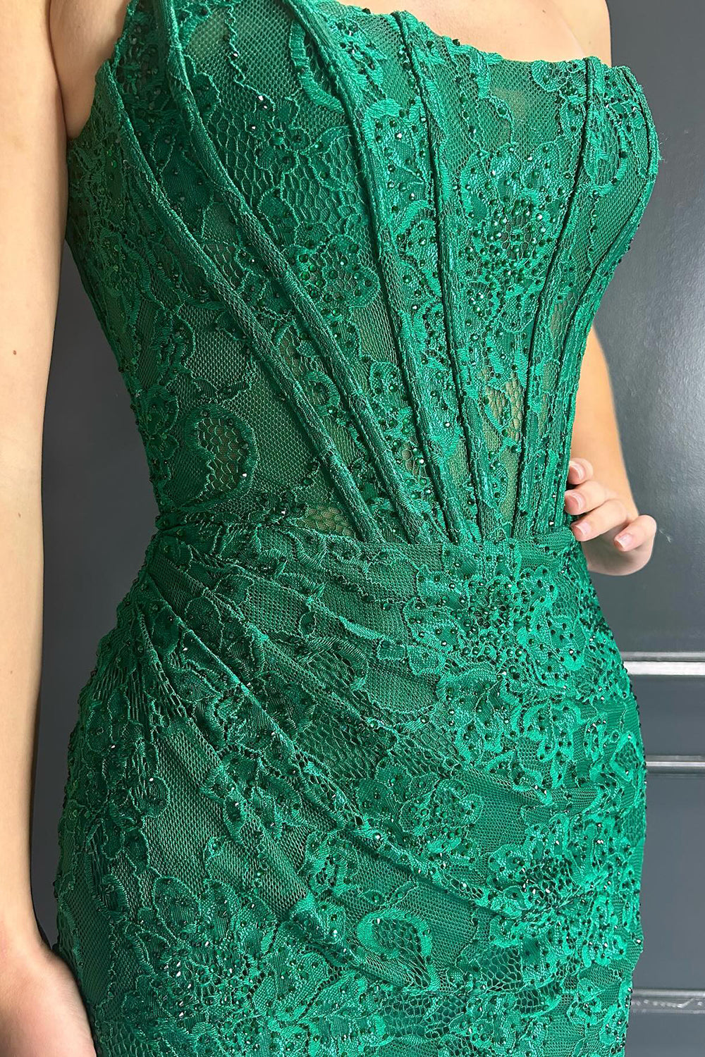Glitter Black Strapless Bodycon Ruched Short Corset Homecoming Dress with Beading