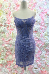 Glitter Black Strapless Bodycon Ruched Short Corset Homecoming Dress with Beading