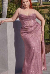Pink sweetheart ruched mermaid evening dress