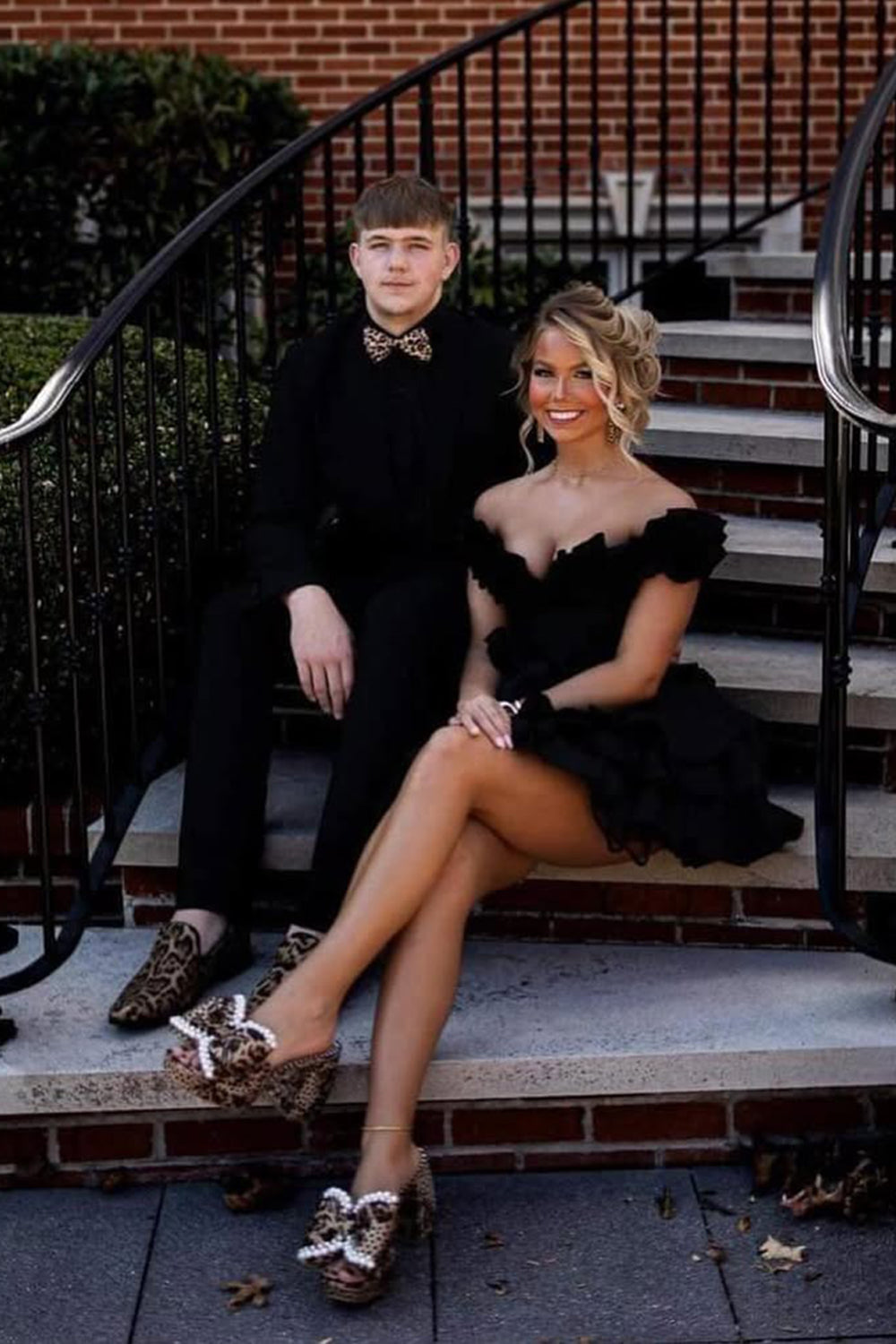 Golden Off the Shoulder A-Line Short Corset Homecoming Dress with Ruffles