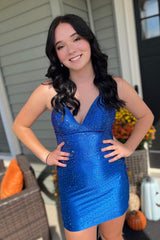 Golden Spaghetti Straps Beaded Bodycon Short Homecoming Dress