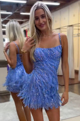 Golden Sparkle Spaghetti Strap Bodycon Mini Dress with Sequins and Tassel for Homecoming