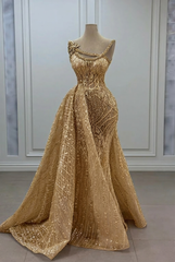 Gorgeous Asymmetrical Mermaid Strapless Sleeveless Beaded Panel Train Long Tulle Prom Dresses With Rhinestone