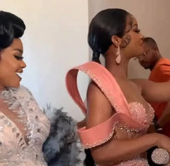 Gorgeous Beading Embroidery One shoulder Pink Mermaid Long Formal Dress