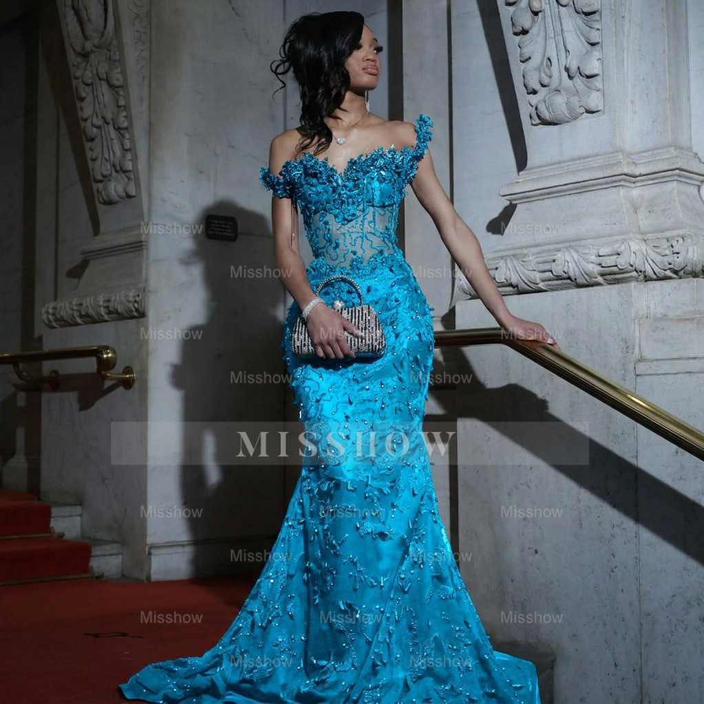 Gorgeous Black Mermaid Sleeveless Lace Beaded Long Prom Dress