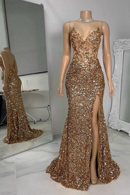 Gorgeous Column Tulle Spaghetti Straps Sleeveless Prom Evening Dresses With Rhinestone