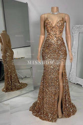 Gorgeous Column Tulle Spaghetti Straps Sleeveless Prom Evening Dresses With Rhinestone