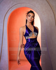 Gorgeous Column V-neck Sleeveless Appliques Satin Prom Dress