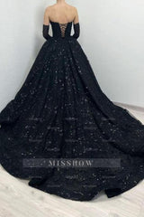 Gorgeous Long Black A-line Sweetheart Lace Laced-up Prom Evening Dresses