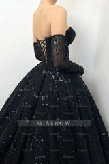 Gorgeous Long Black A-line Sweetheart Lace Laced-up Prom Evening Dresses