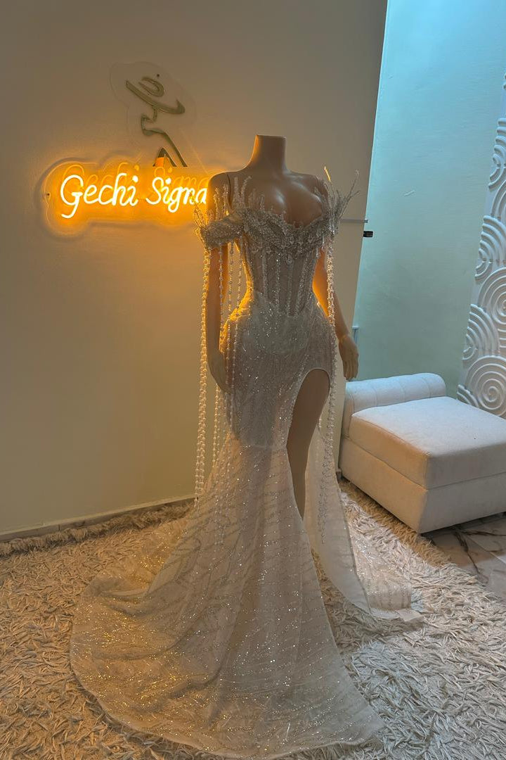 cold shoulder glitter lace mermaid dress Ava Presley 28598 Cold-Shoulder Strap Mermaid Dress