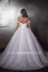 Gorgeous Princess A-line Off-the-shoulder Wedding Dresses With glitter