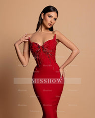 Gorgeous Satin Sleeveless Mermaid Sweetheart Rhinestone Long Prom Dress