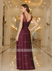 Gorgeous Scoop Neck Sleeveless Chiffon Floor Length Dress with Lace Appliques