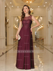 Gorgeous Scoop Neck Sleeveless Chiffon Floor Length Dress with Lace Appliques