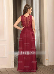 Gorgeous Sheath Crew Sleeveless Lace Top Chiffon Floor Length Dresses
