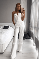 Gorgeous Strapless White Jump Suit