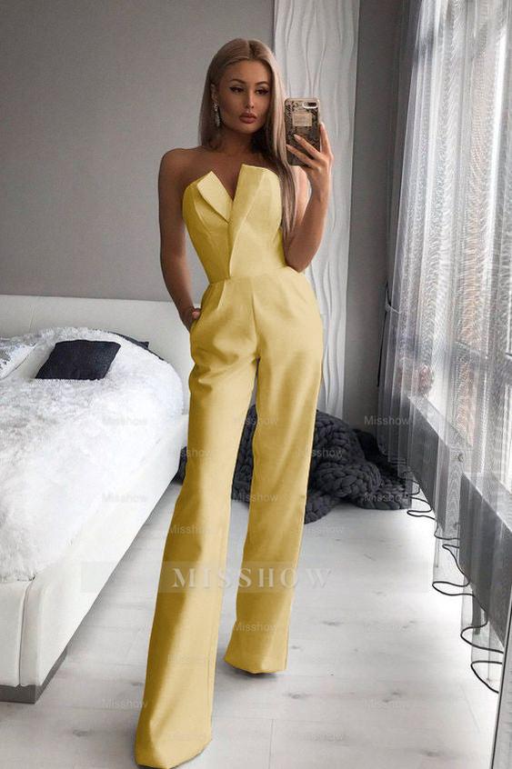 Gorgeous Strapless White Jump Suit