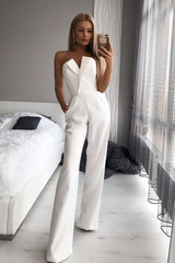 Gorgeous Strapless White Jump Suit