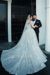 Gorgeous White Mermaid Off-The-Shoulder Strapless Beaded Long Sleeves Sequined Detachable Panel Train Long Tulle Wedding Dresses With Pearls And Appliques
