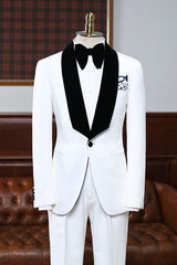 Gorgeous White Slim Fit Custom Wedding Suit for Grooms