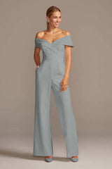 Graceful White Off-the-Shoulder Sleeveless Strapless Long Jump Suit