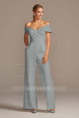 Graceful White Off-the-Shoulder Sleeveless Strapless Long Jump Suit