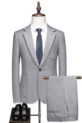 Gray Stylish One-Button Notched Lapel Prom Suit for Men