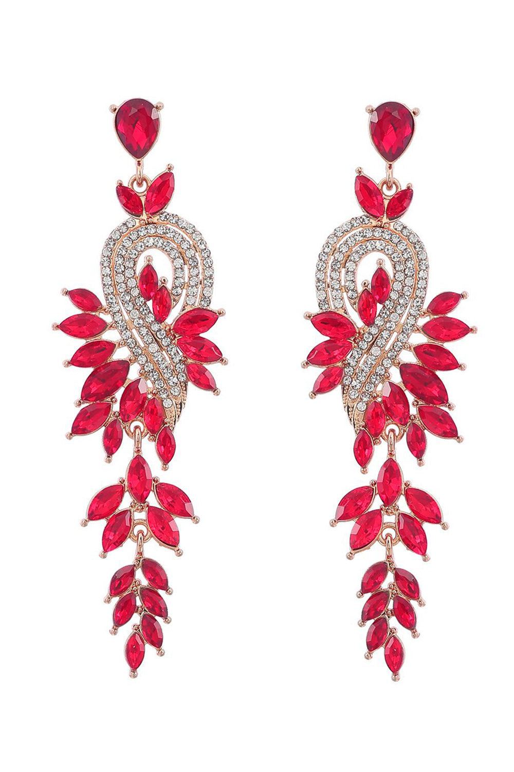 Green Earrings With Beadings and Rhinestones