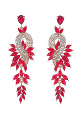Green Earrings With Beadings and Rhinestones