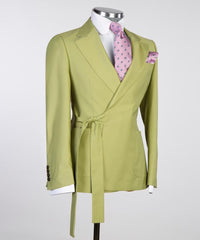 Green Notched Lapel Snug Fit Two-Piece Prom Suit