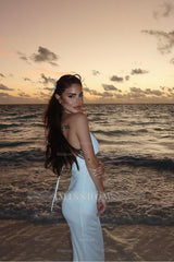 Halter Backless Sleeveless Long Formal Dress With Ruffles Sequins