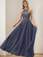Halter Sleeveless Floor-Length A-Line Princess Mother of the Bride Dresses with Sequins