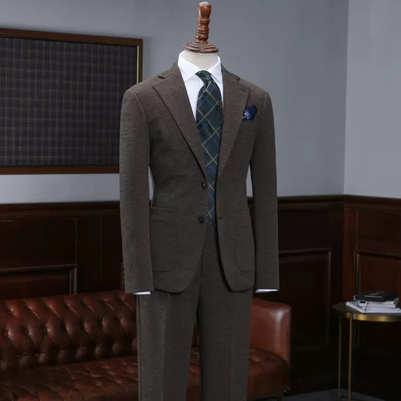 Handsome Coffee Notched Lapel Men's Business Suits