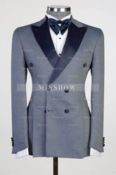 Harold Stylish Grey Double-Breasted Peaked Lapel Men’s Suit