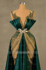 Heavy Emerald Green Straps Mermaid Formal Dress With Sleeveless Long